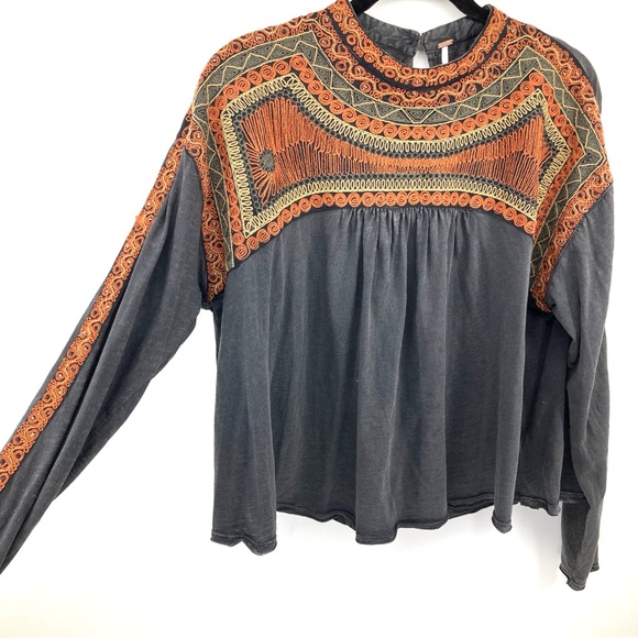 Free People Slub Jersey Snow Bunny Embroidered Top - Picture 5 of 8